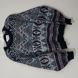 White Oak Sweater Womens Size M balloon sleeve crew neck Aztec southwest